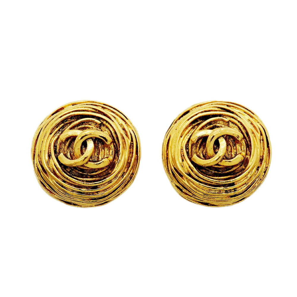 CHANEL Gold Logo Earrings